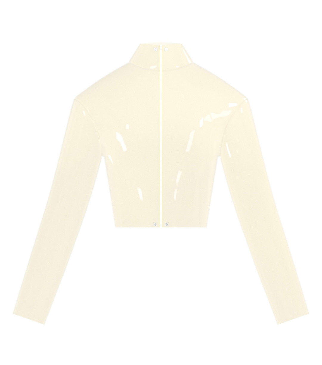 Beige rubber jacket on a white background