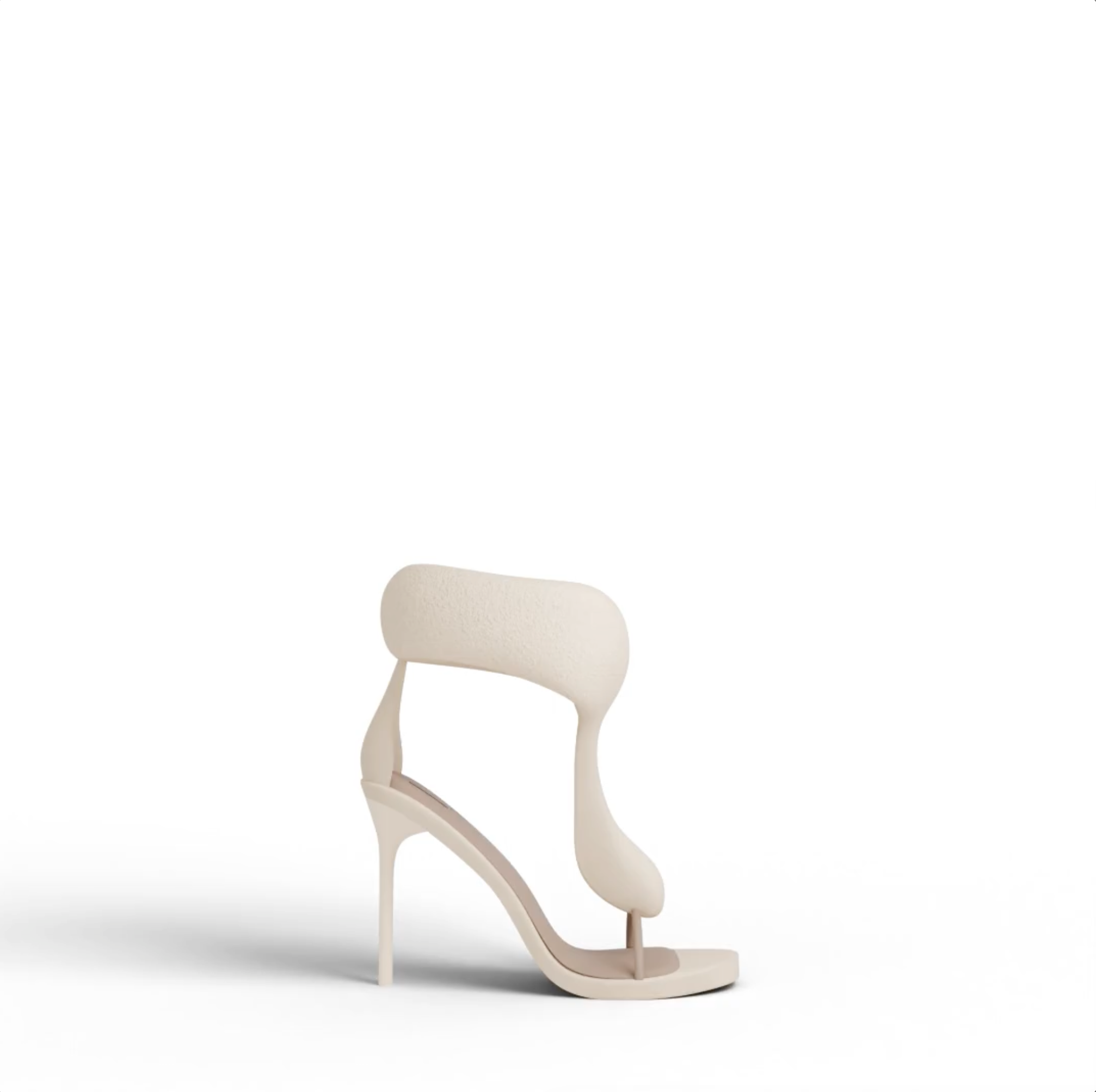 Beige high-heeled sandal on a white background